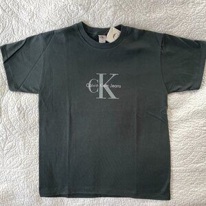 Vintage Calvin Klein CK Jeans T-Shirt Hunter Green NWT Made in USA 90s S/M